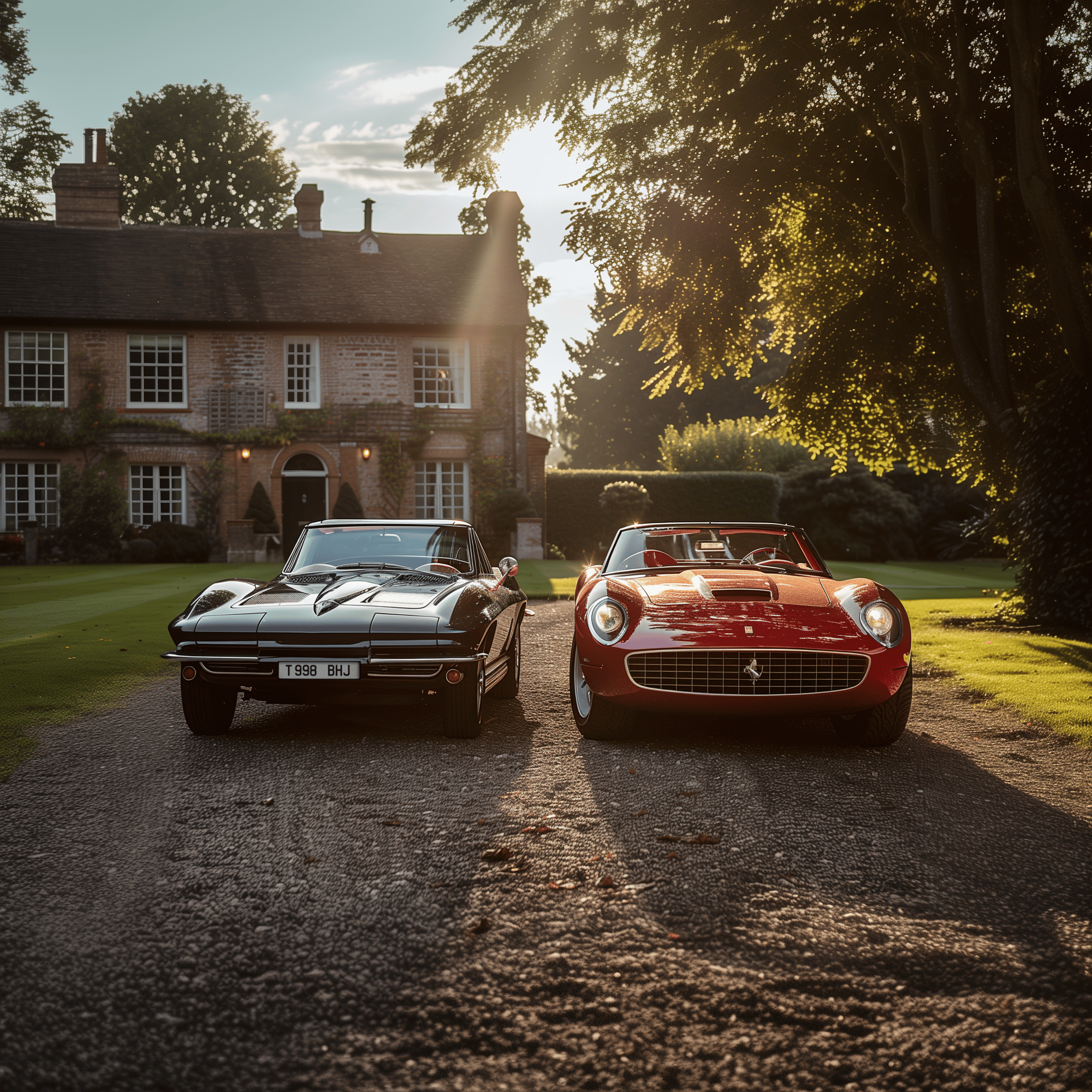 Ferrari California T (2015) with a Chevrolet Corvette Stingray (1963)